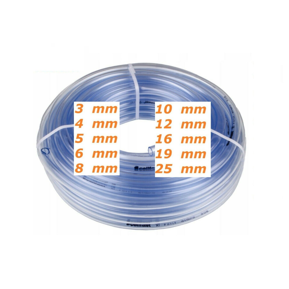 B2c (5M, Id 8Mm X Od 11Mm) Clear Pvc Tubing Hose Pipe Tube Flexible Fish Pond Hydroponics Plastic Water Uk