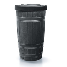 (Black) Woodcan rainwater tank Plastic Water Butt Container wood look barrel 265L Garden