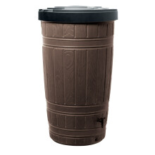 (Brown) Woodcan rainwater tank Plastic Water Butt Container wood look barrel 265L Garden