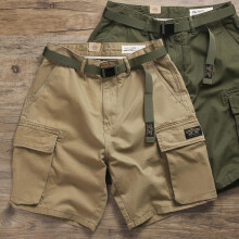 (Army green, S(29)) Summer Men's Cargo Shorts 5 Inch, Loose Straight Leg Retro Streetwear, Multi-Pocket Casual Shorts