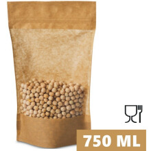 (16 x 8 x 2.7 cm - 750ml, 500) KRAFT PAPER BAG WINDOW STAND UP POUCH ZIP LOCK RESEALABLE HEAT SEAL DISPLAY