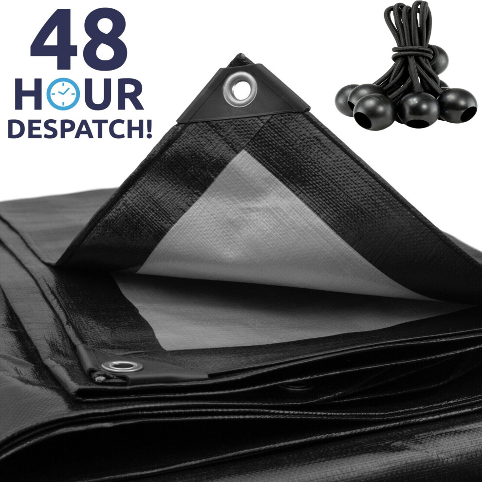 B2c (4M X 4M) Tarpaulin Extra Heavy Duty Waterproof Cover Tarp Ground Sheet Mesh 250Gsm Free