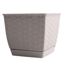 (Mocca, Round 2.8L) Flower pot planter Rattola Plastic with saucer Square Round Modern S M L Decor