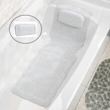 Full Body Support Bath Mat with Bath Pillow, 3D Air Mesh Spa Bathtub Cushion