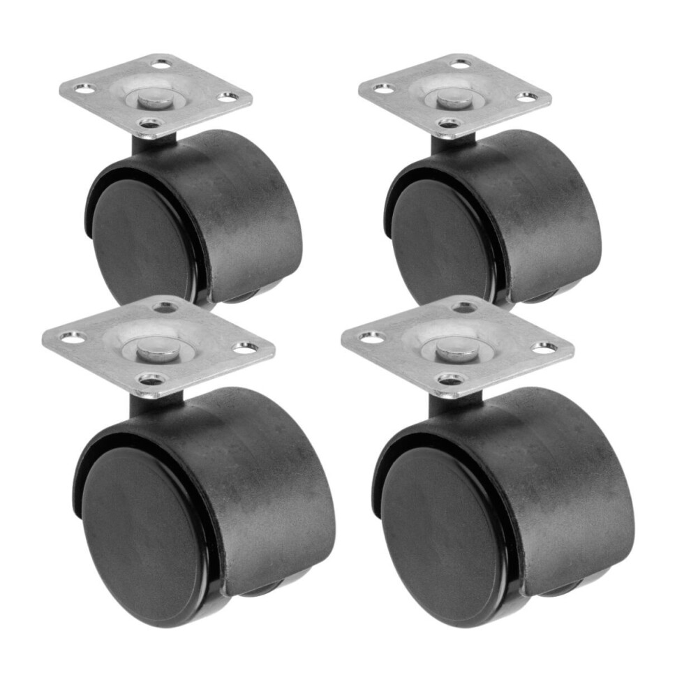 (4X 50 Mm Caster Without Brake) 4X Castor Wheels Trolley 40Mm 360 Rotation 18Kg Load Black Metal Plastic 5063873018973