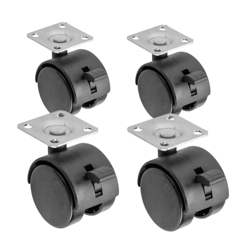 Gtv (4X 50Mm Caster With Brake) 4X Castor Wheels Trolley 40Mm 360 Rotation 18Kg Load Metal Plastic Black
