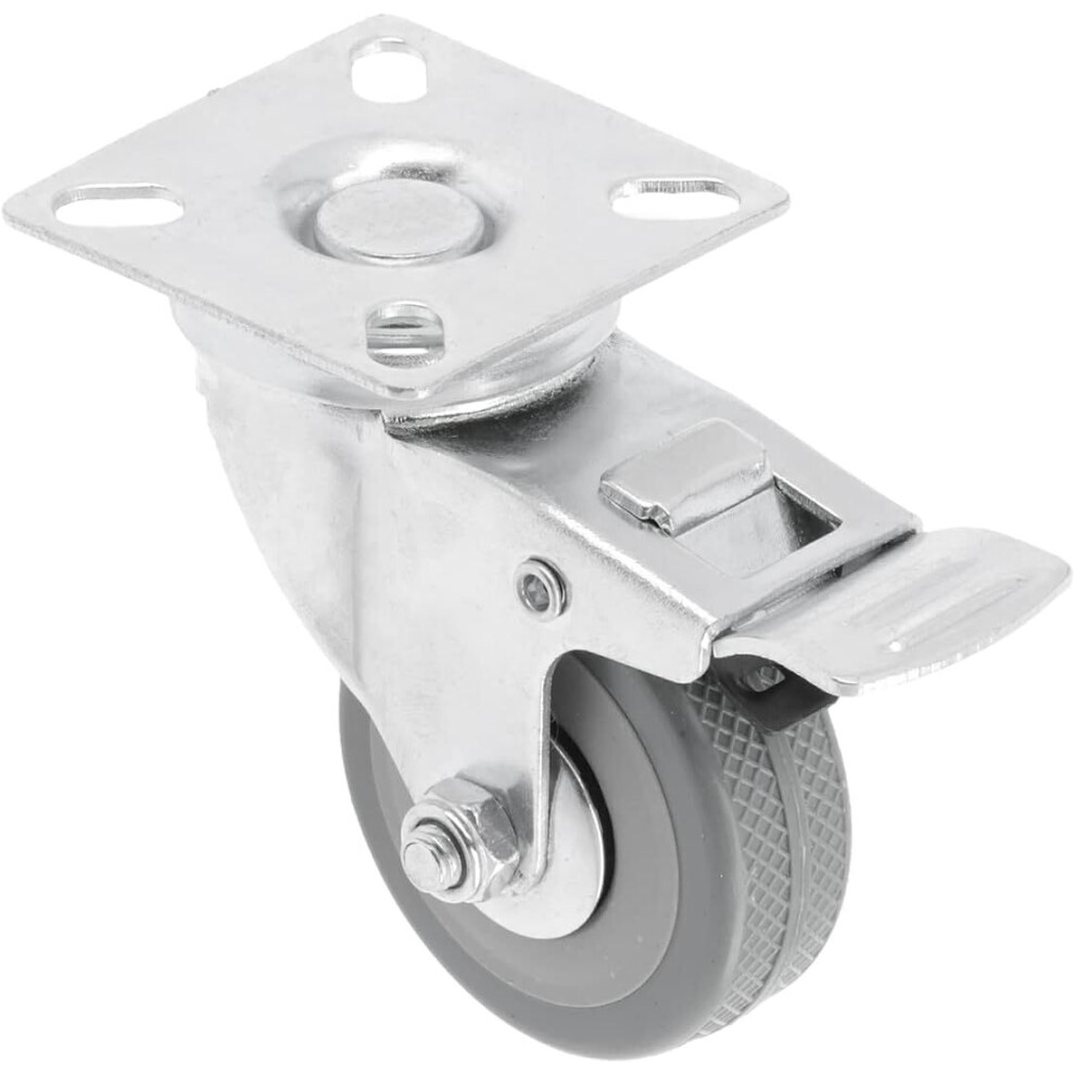 Gtv (75Mm With Brake ) Swivel Castor Wheels Heavy Duty Trolley Furniture Casters 35Mm - 50Mm - 75Mm Grey