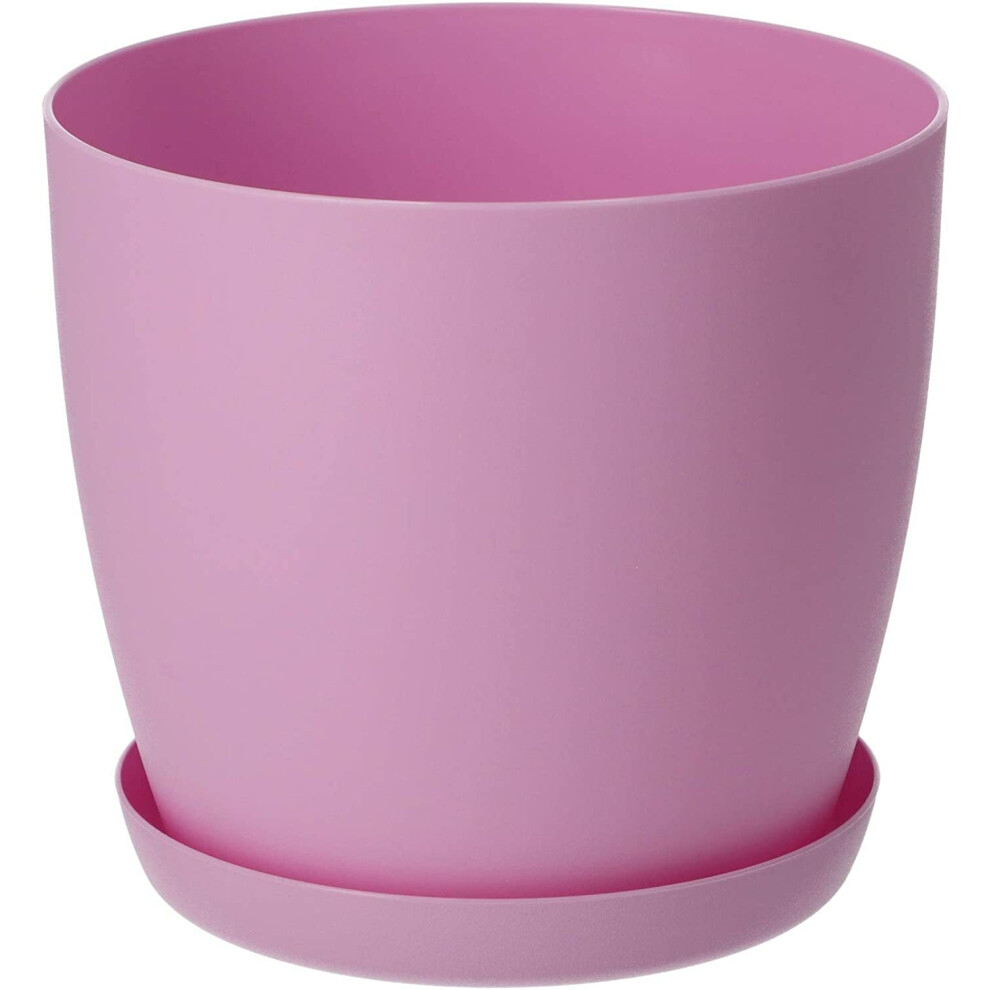 B2c (Pink Matt, 16 Cm) Plant Pots Flower Planter 6 Colours 8 Sizes Matt Plastic Pot + Saucer Tray Deco