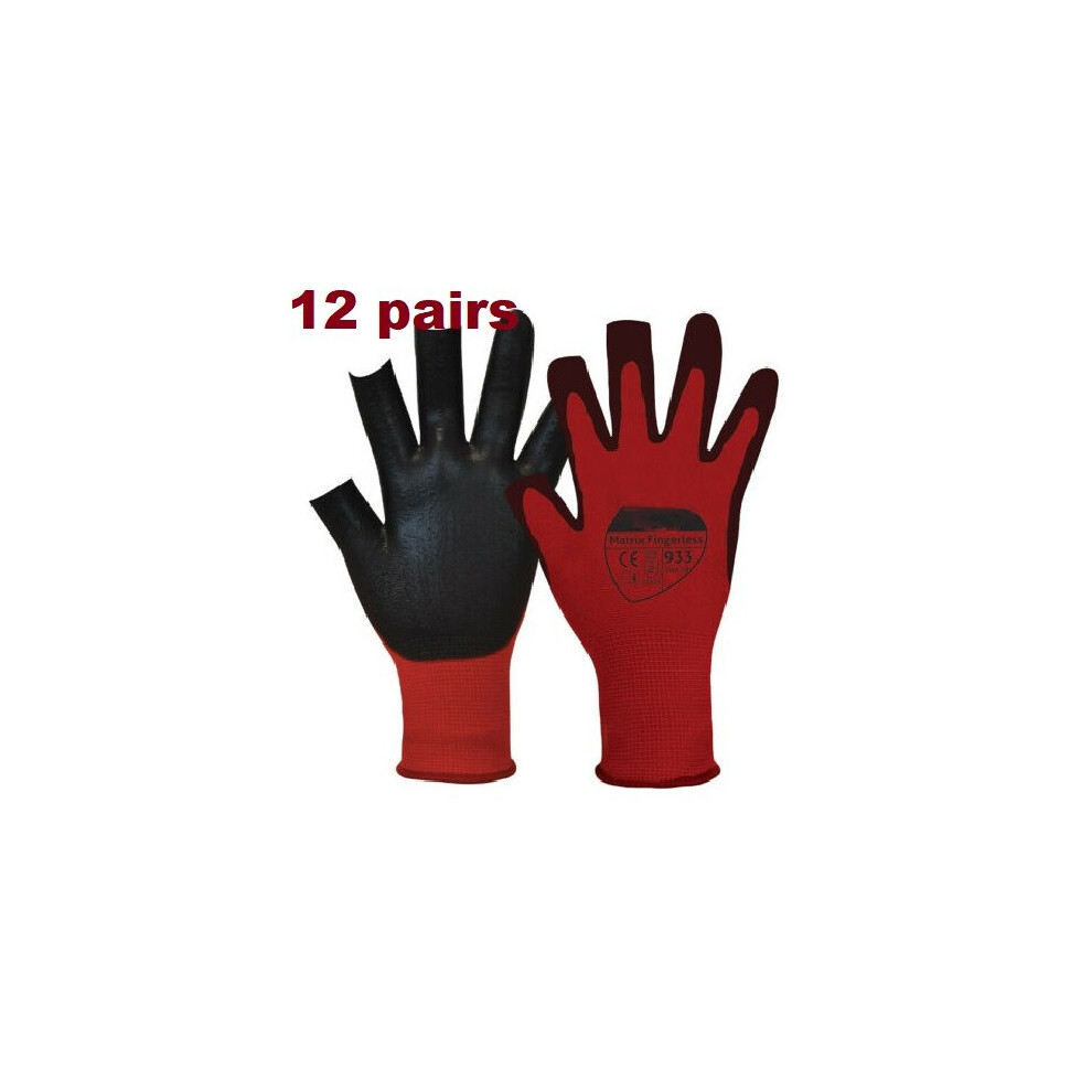 (M, 12) Work Gloves 3 Digit Nitrile Red Pu Coated Builders Mechanic Warehouse Grip L Xl 7427037837509