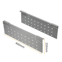 (Grey, W450mm) Kitchen Drawer Side Cover Perforated Sides Soft Close Medium Box Runner Square