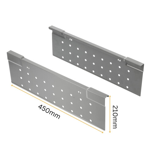 GTV (Grey, W450mm) Kitchen Drawer Side Cover Perforated Sides Soft Close Medium Box Runner Square