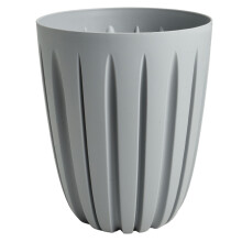 (Light grey, 2.9L (D:16.3cm H:19.5cm)) Round Flower Pot Planter with insert Grooved Plastic Indoor Outdoor