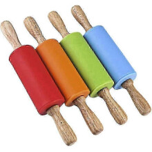 w Mini Rolling Pin, Kids Rolling Pins Wooden Handle Non-stick Silicone Rolling Pins Pastry Brushes Dough