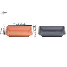 (Terracotta, 22cm) Square Black Plastic Plant Pot Saucers / Water Trays | Sizes Available 14cm-41cm