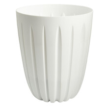 (White, 2.9L (D:16.3cm H:19.5cm)) Round Flower Pot Planter with insert Grooved Plastic Indoor Outdoor