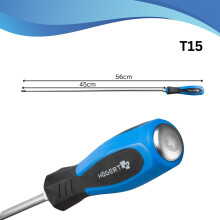 (T15) Long T-Handle Torx Screwdriver CrV Steel Magnetic Tip 450mm T15 T20 T25 T30