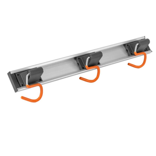 (3 Hooks Rail) Wall Mounted Tool Holder Rack Rail Storage Shed Garage Organizer Roller Grip