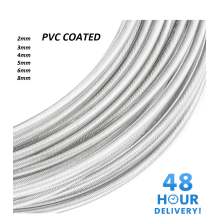 (25 Metre, 10mm) Steel Wire Rope Metal Cable Rigging 7x7 PVC Plastic COATED 2,3,4,5,6,8mm