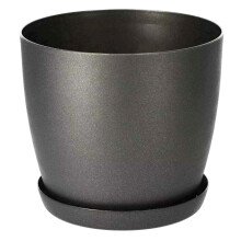 (Graphite Matt, 30 cm) Plant Pots Flower Planter 6 Colours 8 sizes Matt Plastic Pot + Saucer Tray Deco