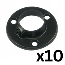 (10pcs) Wardrobe End Supports Brackets for Round Hanging Rails Steel Black Hanger 25mm