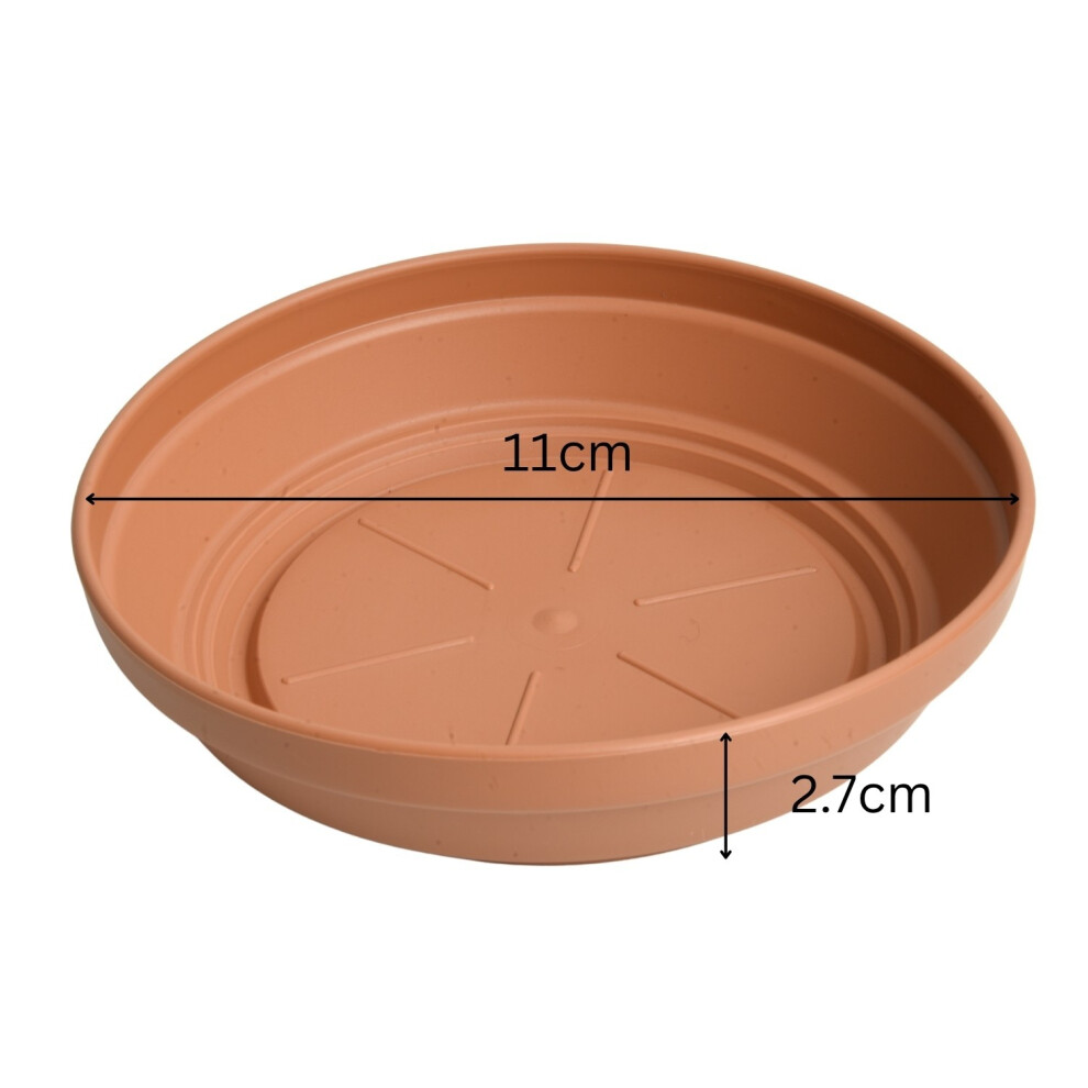 Prosperplast (11Cm) Plant Pot Saucer Deep Tray Round Terracotta Plastic Water Drip Base Strong Matt
