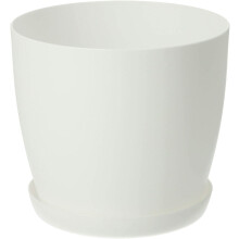 (White Matt, 30 cm) Plant Pots Flower Planter 6 Colours 8 sizes Matt Plastic Pot + Saucer Tray Deco
