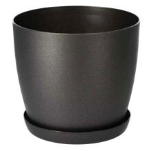 (Black Matt, 30 cm) Plant Pots Flower Planter 6 Colours 8 sizes Matt Plastic Pot + Saucer Tray Deco