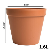 (D17cm x H14.2cm) Round Plant Pot Planter Flowerpot Round Plastic Classic Matt Terracotta Style