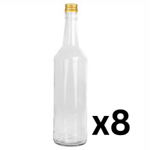 (8x 1L Bottle + Cap) Glass Bottle 1000ml 1L with Cap Juice Liqueur Liquid Storage Home Brewing