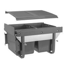 (2x15L - LOW) Pull Out Kitchen Waste Recycle Soft Close Dust Bin 450mm Front Fixing Cabinets