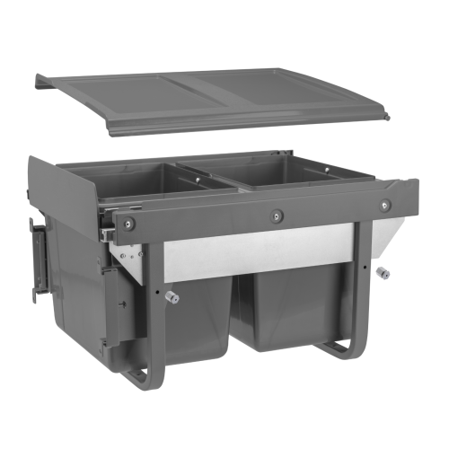 GTV (2x15L - LOW) Pull Out Kitchen Waste Recycle Soft Close Dust Bin 450mm Front Fixing Cabinets