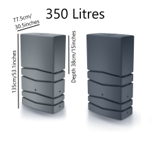 (Anthracite, 350 litres) Rainwater Tank,Water Butt Garden Large Plastic Inc Connection kit 350L,450L,650