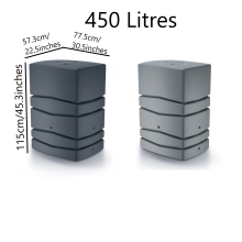 (Grey, 450 litres) Rainwater Tank,Water Butt Garden Large Plastic Inc Connection kit 350L,450L,650