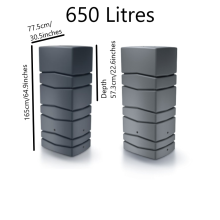 (Anthracite, 650 litres) Rainwater Tank,Water Butt Garden Large Plastic Inc Connection kit 350L,450L,650