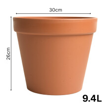 (D30cm x H26cm) Round Plant Pot Planter Flowerpot Round Plastic Classic Matt Terracotta Style