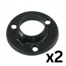 (2pcs) Wardrobe End Supports Brackets for Round Hanging Rails Steel Black Hanger 25mm
