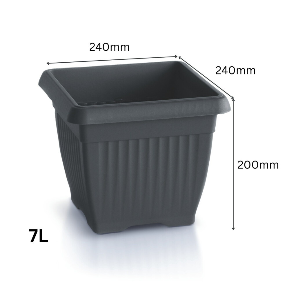 Prosperplast (Terracotta, 24Cm) Square Classic Flowerpot With Saucer Planter Plant Pot Terracotta Terra Grey