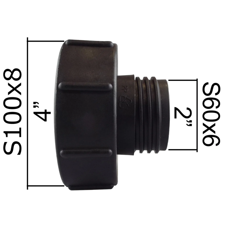 (Ibc_s100mtos60f) Ibc Tank Fitting Adapter Selection Cap Tail Valve Connector Outlet S60x6 S100x8
