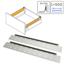 (Grey, H146mm x L500mm) Kitchen Drawer Side Cover Perforated Sides Soft Close Medium Box Runner Grey
