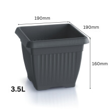 (Anthracite, 19cm) Square Classic Flowerpot With Saucer Planter Plant Pot Grey Terracotta Terra
