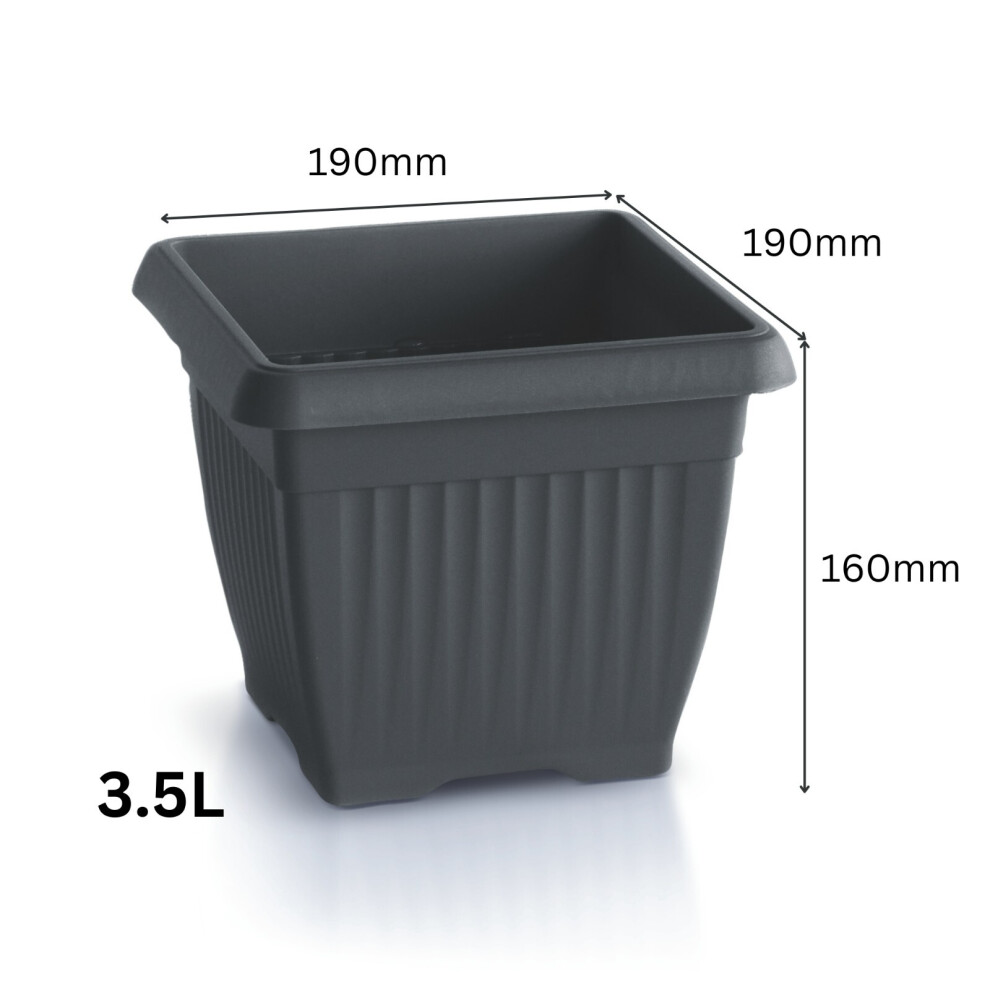 Prosperplast (Terracotta, 19Cm) Square Classic Flowerpot With Saucer Planter Plant Pot Terracotta Terra Grey