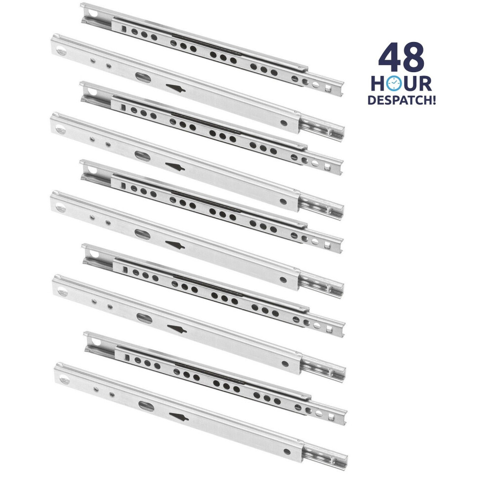 (246Mm) 20 X Ball Bearing 17Mm Drawer Runner For Grooved Drawer Sides 182Mm - 438Mm 5063873042183