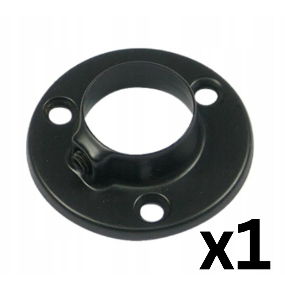 Gtv (1Pcs) Wardrobe End Supports Brackets For Round Hanging Rails Steel Black Hanger 25Mm