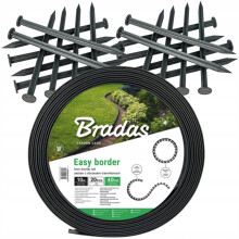 (40m + 80 Pegs, 60mm Brown) FLEXIBLE GARDEN BORDER GRASS LAWN PATH EDGING WITH PLASTIC PEGS 10 - 50 Metre