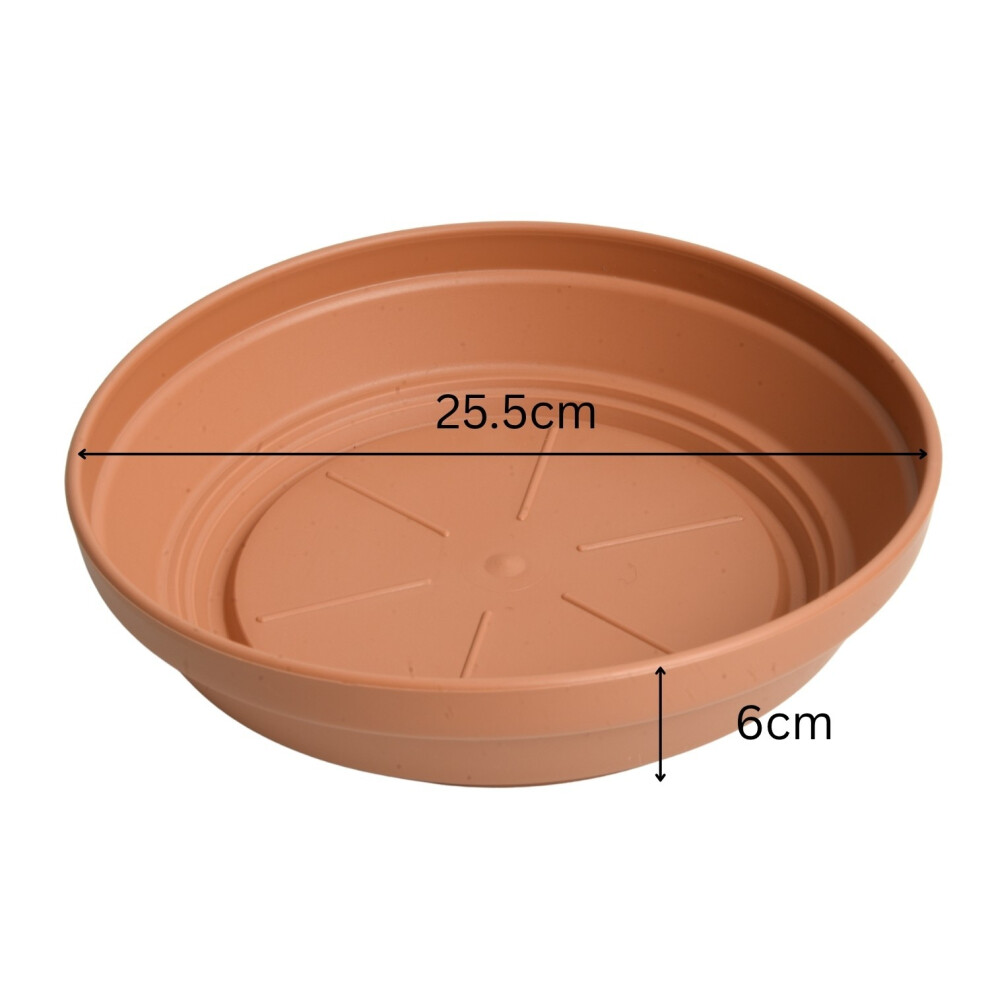 Prosperplast (25.5Cm) Plant Pot Saucer Deep Tray Round Terracotta Plastic Water Drip Base Strong Matt