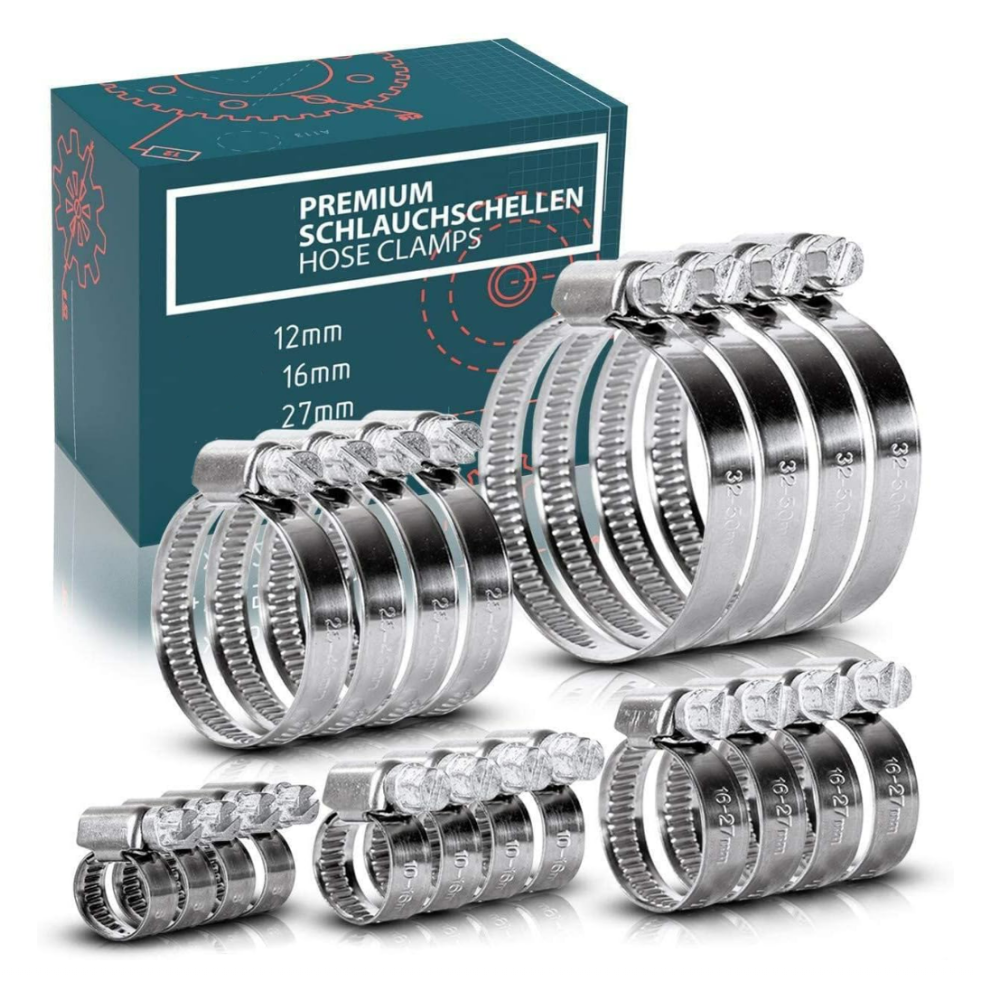 (10-16Mm, 20 Pcs) Jubilee Type Hose Clamps Pipe Tube Clips 304Ss British Type Stainless Steel 5056697208125
