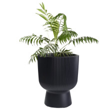 (Anthracite, 30cm - 18L) Plant Pots Flower Planter 7 Colours 3 sizes Tall Wavy Plastic Pot Boho Elegant