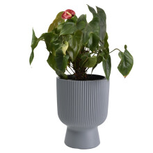 (Grey, 40cm - 37L) Plant Pots Flower Planter 7 Colours 3 sizes Tall Wavy Plastic Pot Boho Elegant