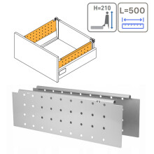 (Grey, H210mm x L500mm) Kitchen Drawer Side Cover Perforated Sides Soft Close Medium Box Runner Grey