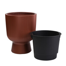 (Copper, 24cm - 8.5L) Plant Pots Flower Planter 7 Colours 3 sizes Tall Wavy Plastic Pot Boho Elegant